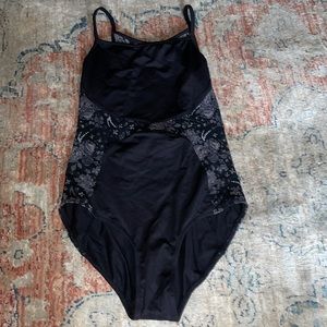 black flower leotard